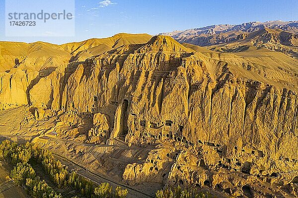 Luftaufnahme der großen Buddhas in Bamyan  Afghanistan  Asien