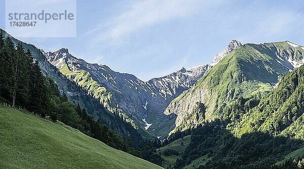 Blick auf Berglandschaft von Spielmansau  Heilbronner Weg  Allgäuer Alpen  Oberstdorf