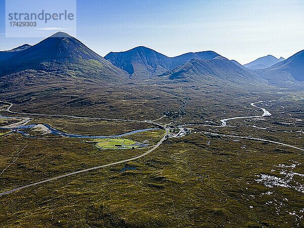 Luftaufnahme des Bergrückens Black Cuillin  Isle of Skye  Schottland  UK