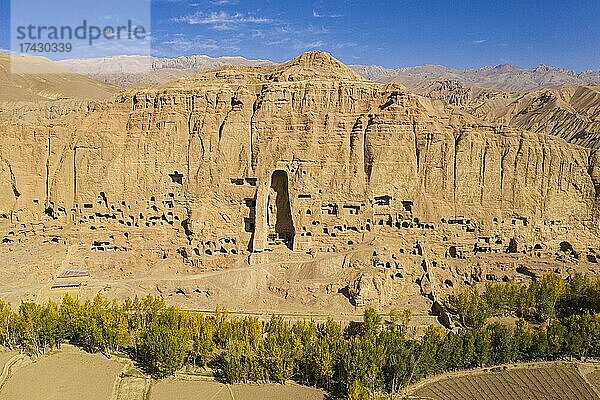 Luftaufnahme der großen Buddhas in Bamyan  Afghanistan  Asien