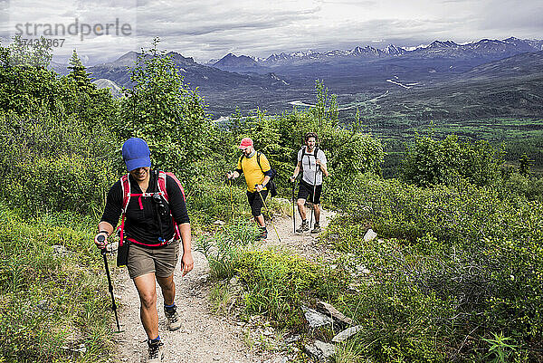 USA  Alaska  Menschen wandern im Denali-Nationalpark