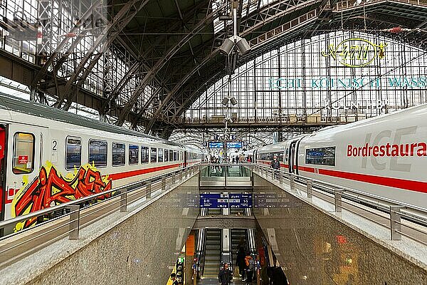 Züge im Bahnhof Hauptbahnhof Hbf in Köln  Deutschland  Europa