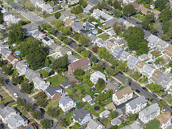 USA  New York  Luftaufnahme von Vorstadthäusern in der Nähe von The Heights  New Jersey