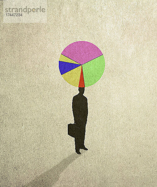 Geschäftsmann mit Kuchendiagramm-Spotthut