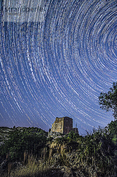 star trail on the mountain