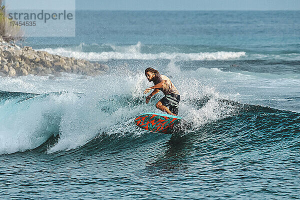 Surfer on a wave  Indian Ocean