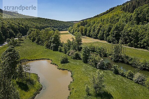 Taubertal bei Werbach  Taubertal  Drohnenaufnahme  Baden-Württemberg  Deutschland  Europa