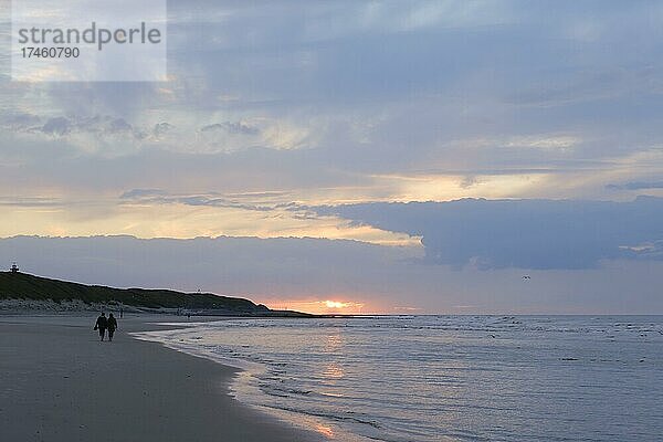 Abendstimmung an der Nordseeküste  Wangerooge  Ostfriesische Insel  Ostfriesland  Niedersachsen  Deutschland  Europa