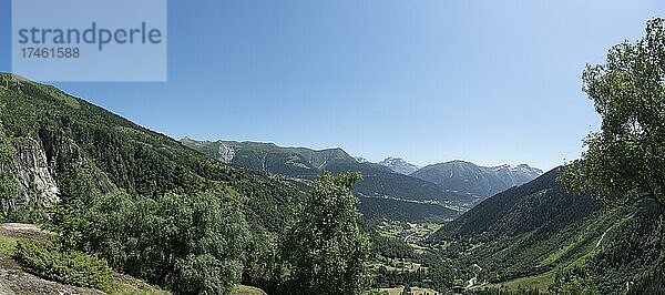 Landschaft am Wanderweg zwischen Bellwald und Aspi-Titter Hängebrücke  Fieschertal  Wallis  Schweiz  Europa
