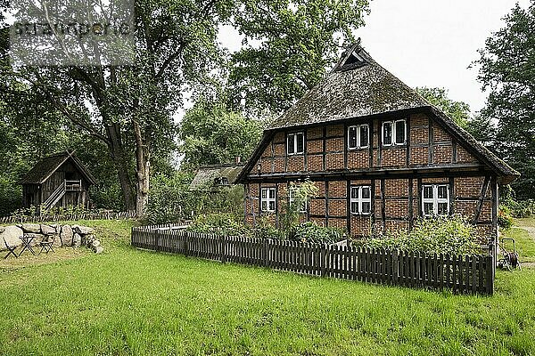 Reetgedecktes Bauernhaus  Wilsede  Naturpark Lüneburger Heide  Niedersachsen  Deutschland  Europa