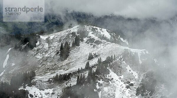 Verschneite Landschaft  Ausblick vom Geigelstein  Chiemgauer Alpen  Bayern  Deutschland  Europa