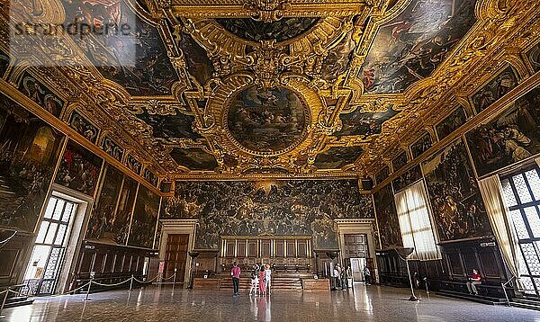 Sala Del Maggior Consiglio  Innenaufnahme  Dogenpalast  Palazzo Ducale  Venedig  Venetien  Italien  Europa
