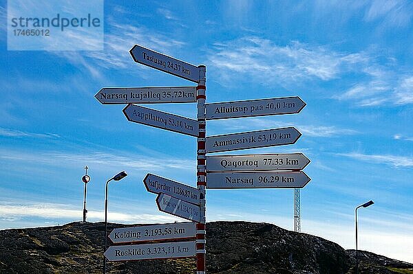 Wegweiser in Nanorthalik  Nordamerika  Grönland  Dänemark  Nordamerika