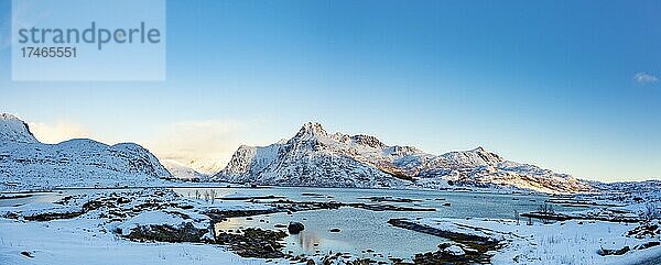 Winter Panorama  Moskenes  Moskenesoya  Lofoten  Nordland  Norwegen  Europa