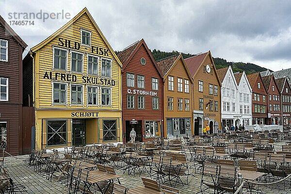Hanseatisches Viertel  Bryggen  Unesco Weltkulturerbe  Bergen  Norwegen  Europa