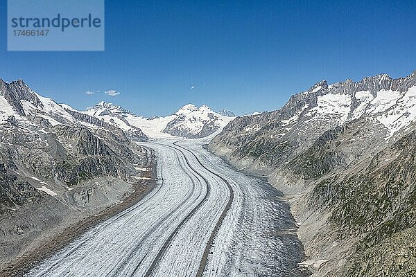 Luftaufnahme der Unesco-Stätte Großer Alteschgletscher  Berner Alpen  Schweiz  Europa