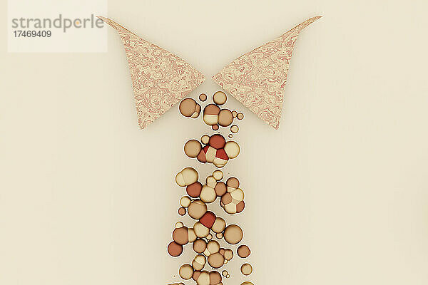 Three dimensional render of abstract necktie made of spheres