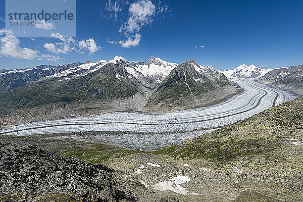 Malerische Aussicht auf den Aletschgletscher in den Berner Alpen