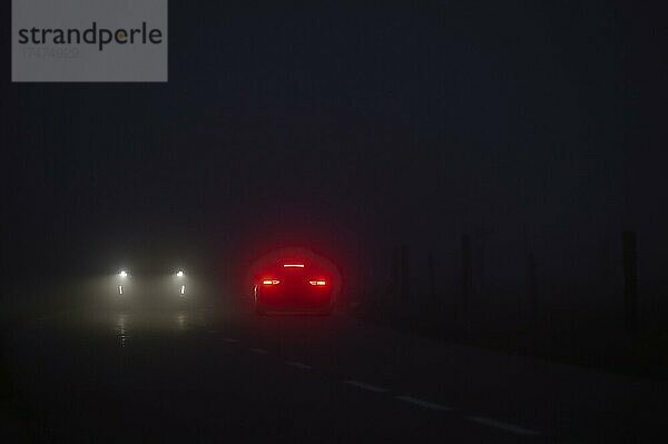 Autos bei Nacht und Nebel Gegenverkehr
