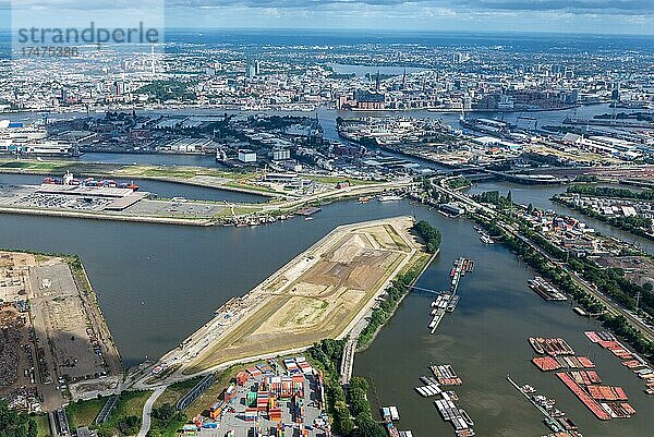 Deutschland  Hamburg  Hafen  Hansaterminal  Baustelle  Erweiterung  Luftbild  Elbe  Europa