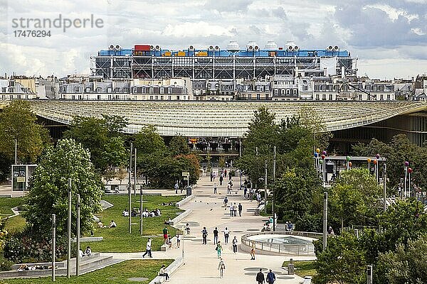 Les Halles  Centre Georges Pompidou (Beaubourg) im Hintergrund  Paris  Frankreich  Europa