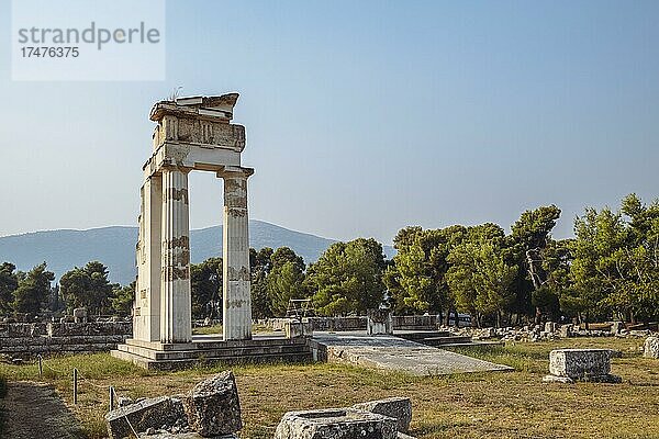 Zeremonielles Hestiatorion des Asklepieion in Epidaurus  Peleponnes  Griechenland  Europa