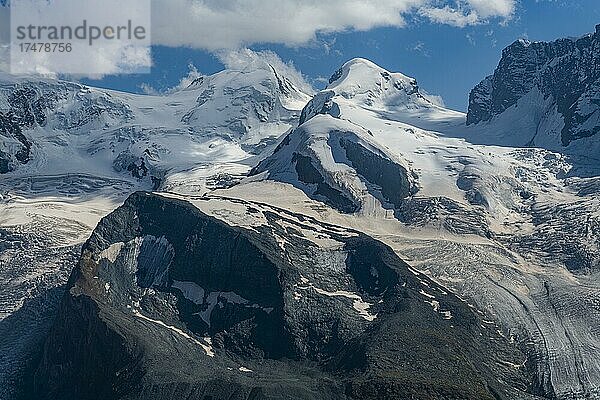 Berge und Gletscher in den Penninischen Alpen  Gornergrat  Zermatt  Schweiz  Europa