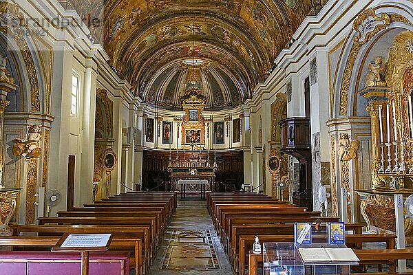 Innenraum Kirchenschiff von erste Kirche von Valletta bei Stadtgründung von Valletta aus Jahr 1566  heute Kirche Unserer Lieben Frau des Sieges  Valletta  Malta  Europa