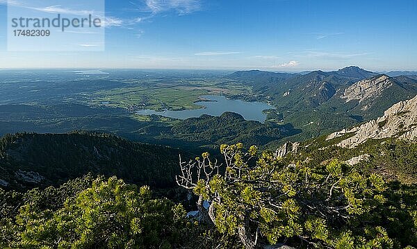 Blick auf Kochelsee  Gratwanderung Herzogstand Heimgarten  Oberbayern  Bayern  Deutschland  Europa