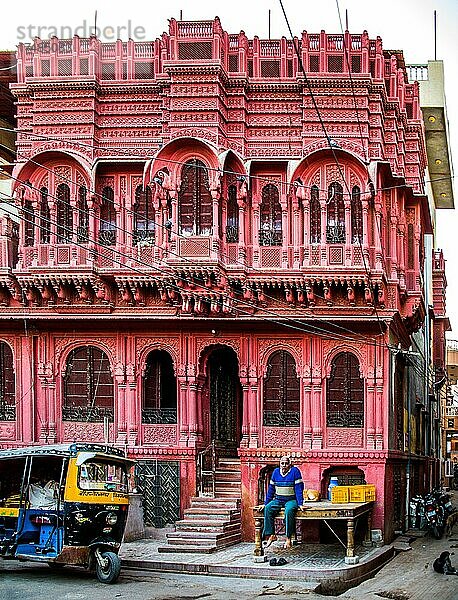 Havelis  prunkvolle Kaufmannshäuser an der Seidenstraße  Bikaner  Bikaner  Rajasthan  Indien  Asien