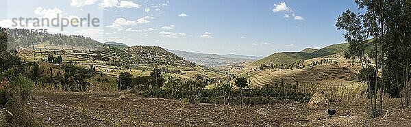 Landschaft  Felder  Anbaugebiet  Panorama  Oromia  Äthiopien  Afrika