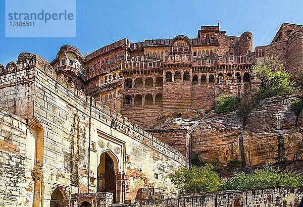 Majestätisches Fort Meherangarh  Jodpur  Jodpur  Rajasthan  Indien  Asien