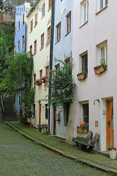 Häuserzeile  historische Altstadt  Wasserburg am Inn  Oberbayern  Bayern  Deutschland  Europa