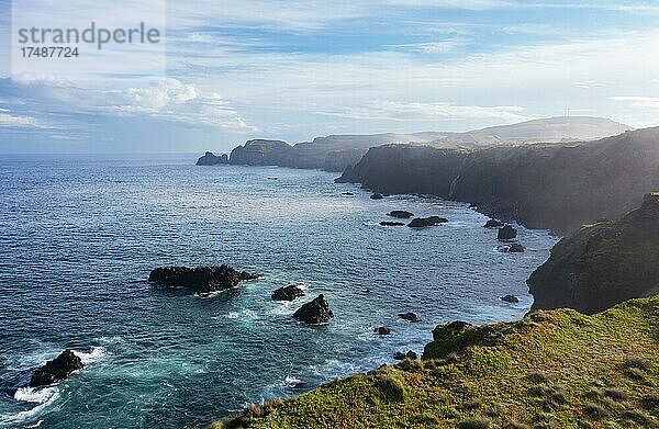 Drohnenaufnahme  Atlantiksteilküste bei Ribeira Grande  Insel Sao Miguel  Azoren  Portugal  Europa