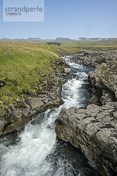 Fluss  Landschaft bei dem Fimmvörðuháls Wanderweg  Südisland  Island  Europa