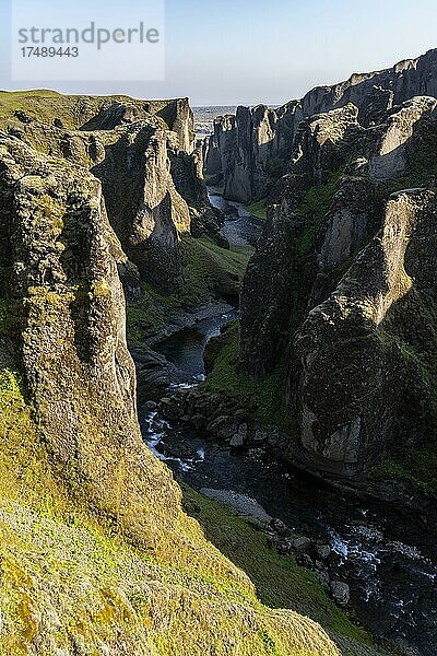 Fjaðrárgljúfur Canyon  Fjadrargljufur  tiefe Schlucht  bei Kirkjubæjarklaustur  Südisland  Island  Europa