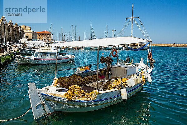 Fischerboote  Hafenstadt Chania  Kreta  Chania  Kreta  Griechenland  Europa