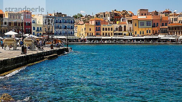 Panorama Hafenstadt Chania  Kreta  Chania  Kreta  Griechenland  Europa