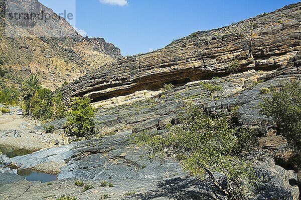 Oase  Wadi Bani Awf  Al-Hadjar-Gebirge  Wadi Bani Awf  Oman  Asien