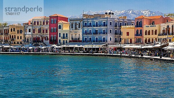 Panorama Hafenstadt Chania  Kreta  Chania  Kreta  Griechenland  Europa