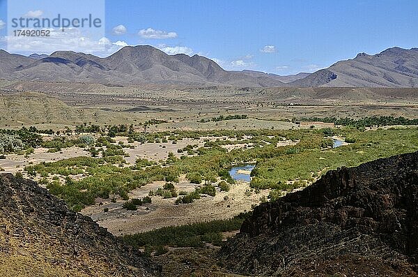 Draa-Tal mit Fluss und Palmenhainen  Marokko  Afrika