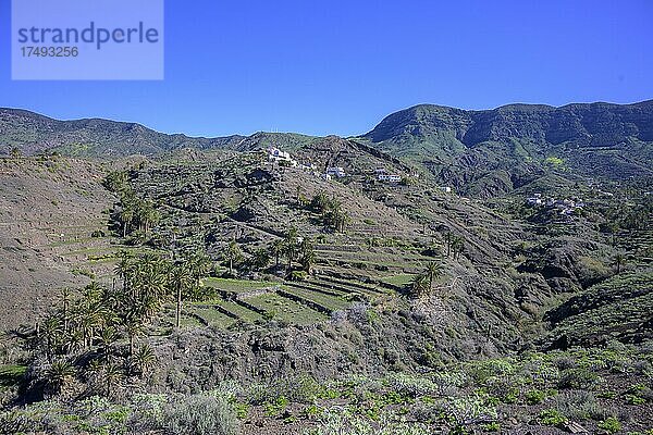 Blick zum Ort  Alojera  La Gomera  Spanien  Europa