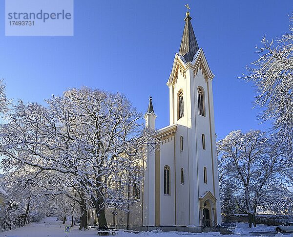 Winterliche Stimmung bei der Pfarrkirche  Piesting  Niederösterreich  Österreich  Europa