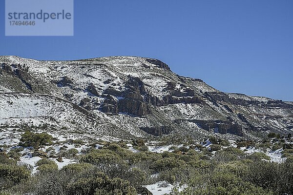 Nationalpark Las Canadas del Teide frisch verschneit  La Orotava  Teneriffa  Spanien  Europa