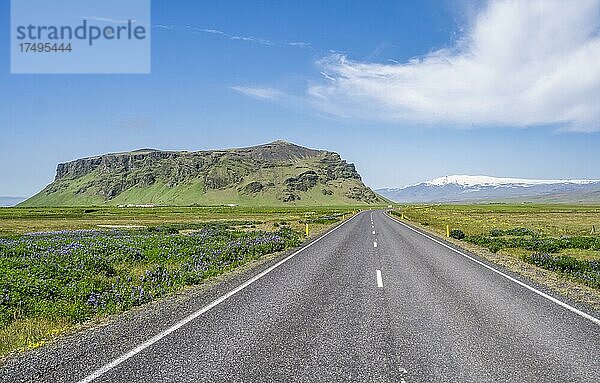 Landstraße und Berg  Ringstraße  Island  Europa