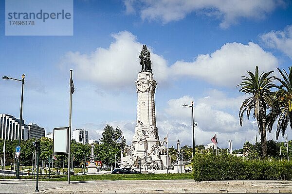 Statue des Marquis von Pombal in der Innenstadt von Lissabon  der Hauptstadt Portugals