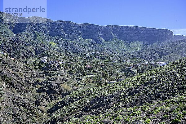 Blick zum Ort  Alojera  La Gomera  Spanien  Europa