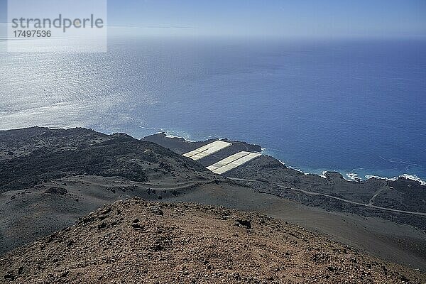 Blick vom Vulkan Teneguia auf Bananenplantagen  Fuencaliente  La Palma  Spanien  Europa