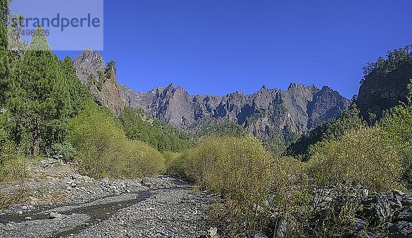 Felsszenerie beim Rio Taburiente  Caldera de Taburiente  El Paso  La Palma  Spanien  Europa