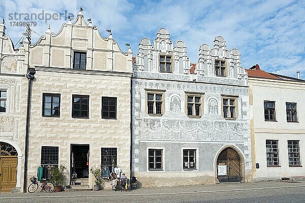 Renaissancehäuser mit Sgraffiti  historische Altstadt  Slavonice  Zlabings  Böhmisch-Mährische Höhe  Ceská Kanada  Tschechien  Europa